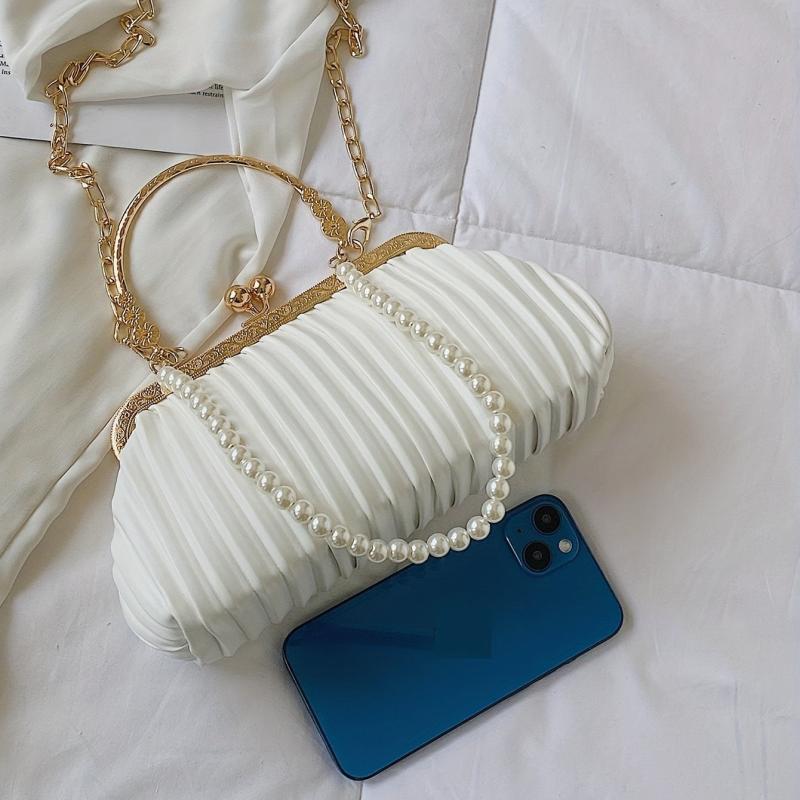 Pearl Decor Crossbody Clutch Bag Wedding Handbag