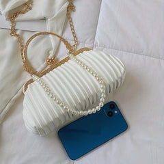 Pearl Decor Crossbody Clutch Bag Wedding Handbag