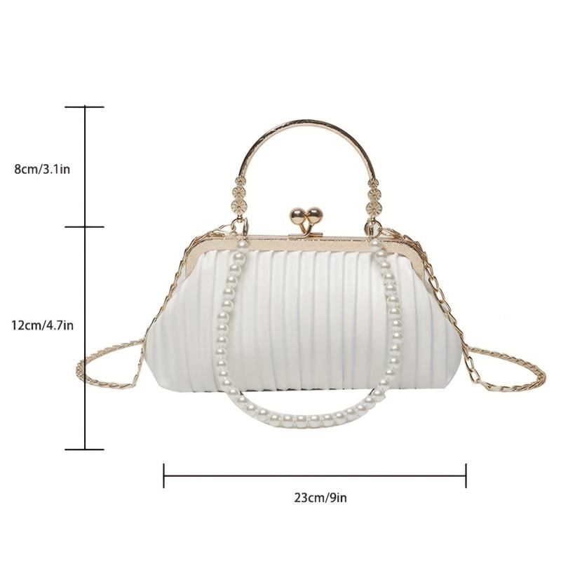Pearl Decor Crossbody Clutch Bag Wedding Handbag