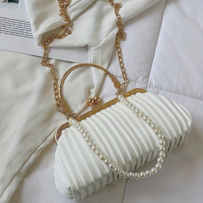 Pearl Decor Crossbody Clutch Bag Wedding Handbag