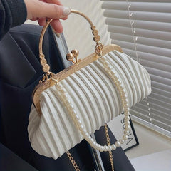 Pearl Decor Crossbody Clutch Bag Wedding Handbag