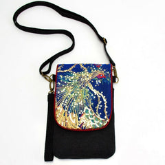 Phoenix Embroidered Mini Canvas Crossbody Bag for Women