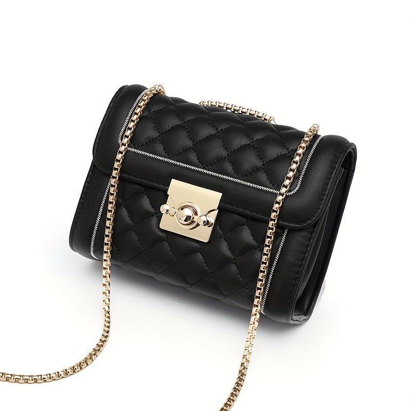 Argyle Pattern Quilted Shoulder Bag Women's Purse