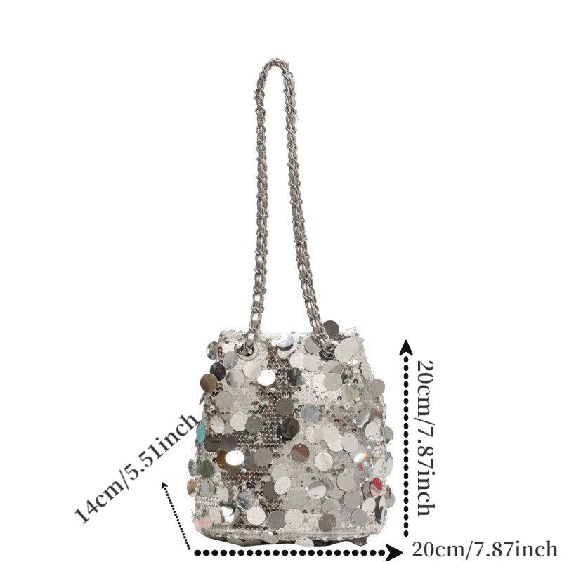 Glitter Bucket Bag Crossbody Chain Bag