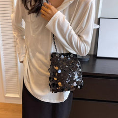 Glitter Bucket Bag Crossbody Chain Bag
