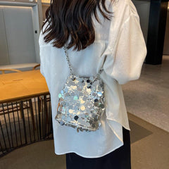Glitter Bucket Bag Crossbody Chain Bag