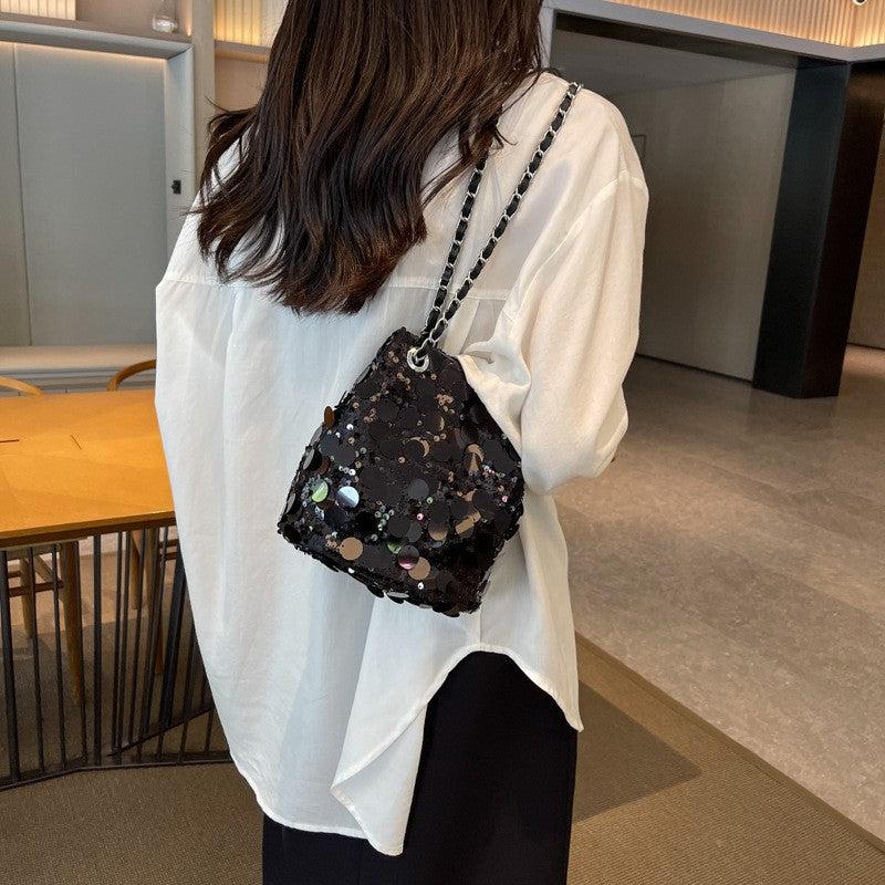 Glitter Bucket Bag Crossbody Chain Bag