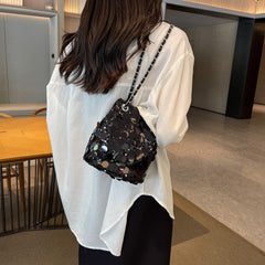 Glitter Bucket Bag Crossbody Chain Bag