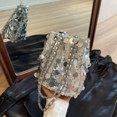 Glitter Bucket Bag Crossbody Chain Bag