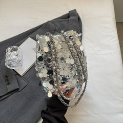 Glitter Bucket Bag Crossbody Chain Bag