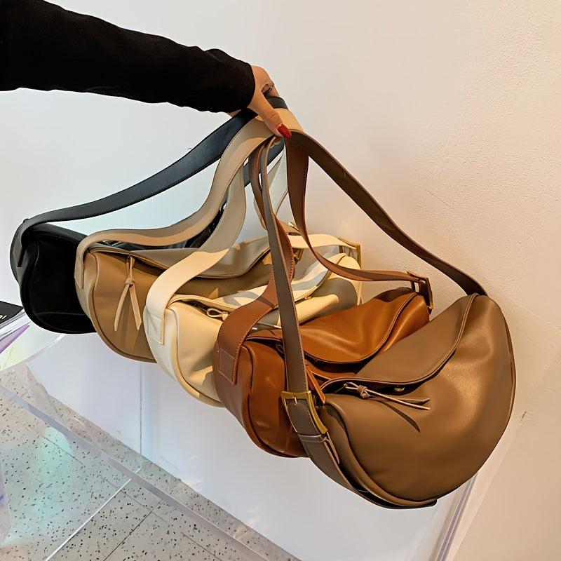 Large Capacity Travel Crossbody Bag Solid Hobo Bag