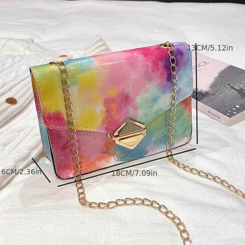 Tie Dye Crossbody Bag Chain Shoulder Bag Square Purse