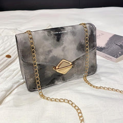Tie Dye Crossbody Bag Chain Shoulder Bag Square Purse