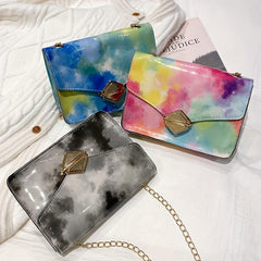 Tie Dye Crossbody Bag Chain Shoulder Bag Square Purse