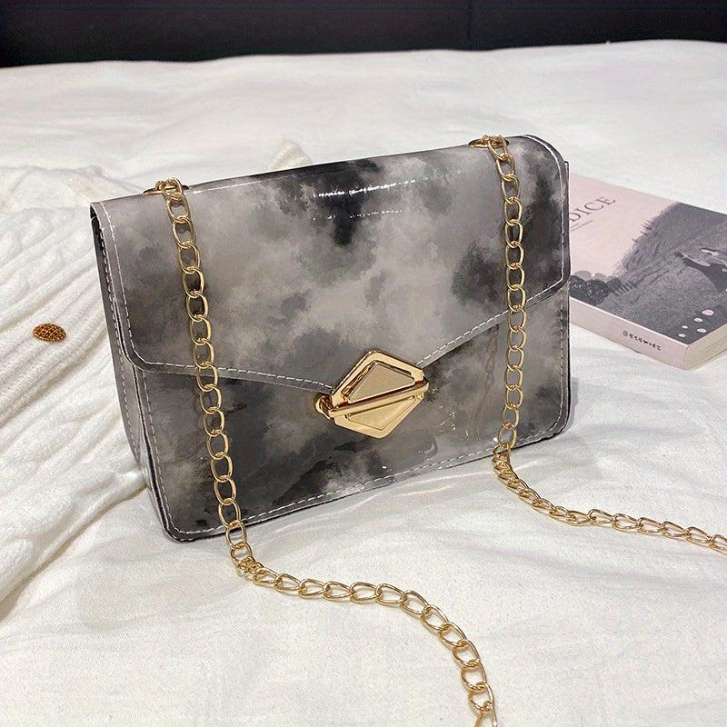 Tie Dye Crossbody Bag Chain Shoulder Bag Square Purse