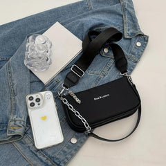 Sports Style Letter Embroidery Shoulder Bag Chain Crossbody Bag