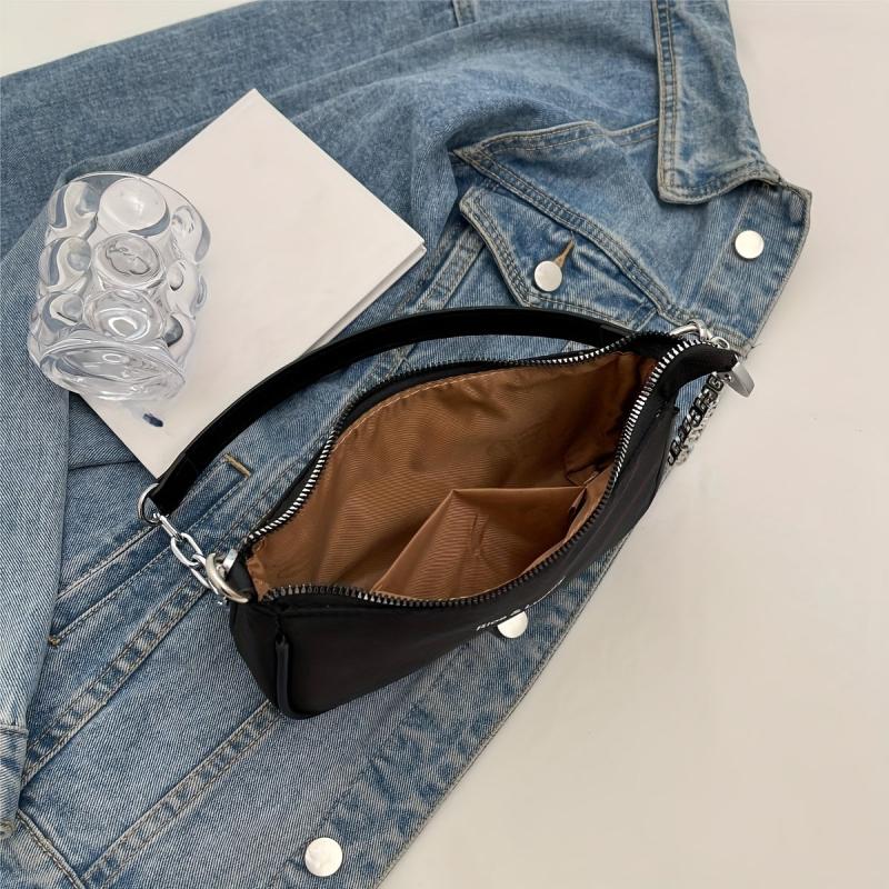 Sports Style Letter Embroidery Shoulder Bag Chain Crossbody Bag