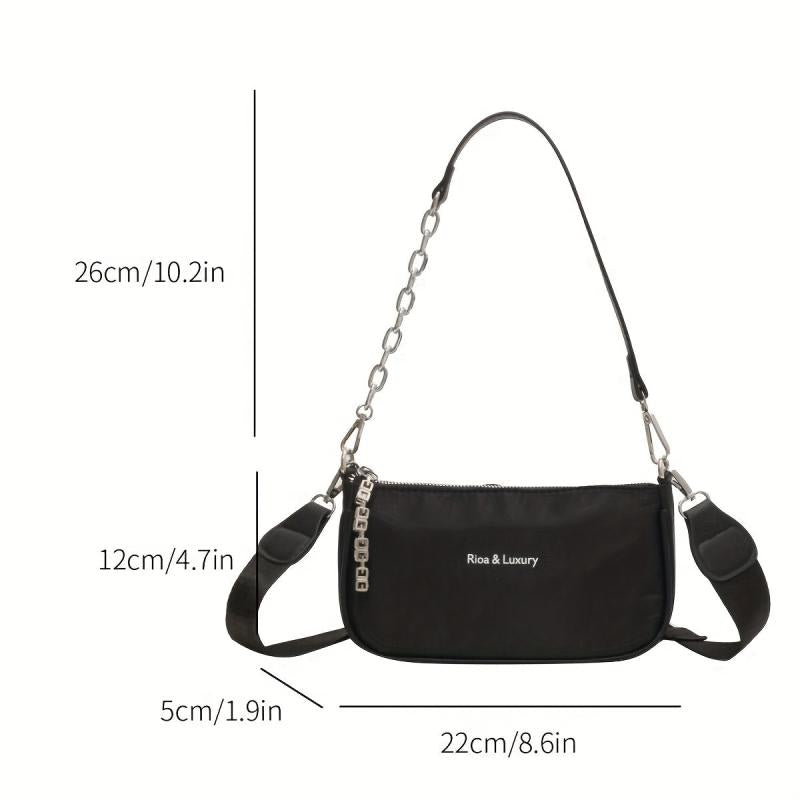 Sports Style Letter Embroidery Shoulder Bag Chain Crossbody Bag
