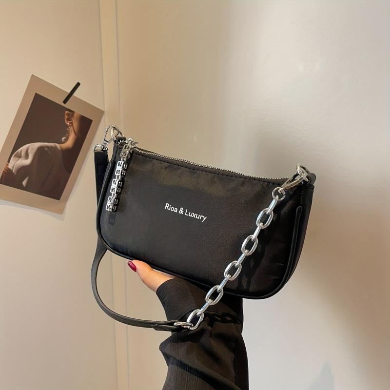 Sports Style Letter Embroidery Shoulder Bag Chain Crossbody Bag