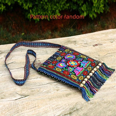 Ethnic Flower Embroidery Crossbody Bag Bohemian Canvas Shoulder Bag