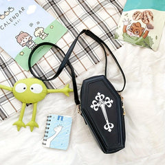 Gothic Coffin Crossbody Bag Y2K Style Halloween Purse PU Leather Shoulder Bag