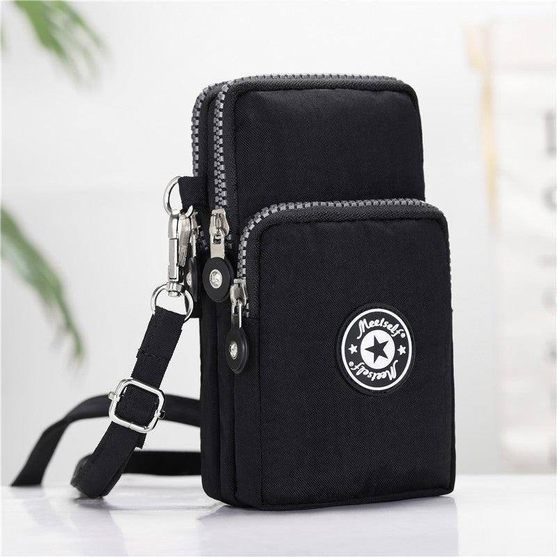 Small Phone Bag Women's Letter Patch Decor Zipper Crossbody Bag