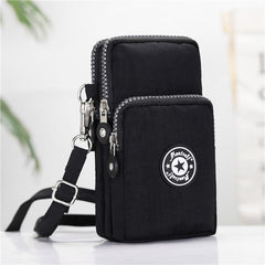 Small Phone Bag Women's Letter Patch Decor Zipper Crossbody Bag