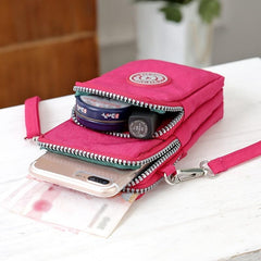 Small Phone Bag Women's Letter Patch Decor Zipper Crossbody Bag