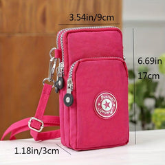 Small Phone Bag Women's Letter Patch Decor Zipper Crossbody Bag