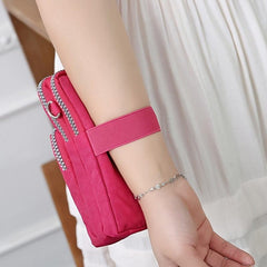 Small Phone Bag Women's Letter Patch Decor Zipper Crossbody Bag