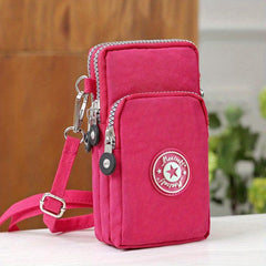 Small Phone Bag Women's Letter Patch Decor Zipper Crossbody Bag
