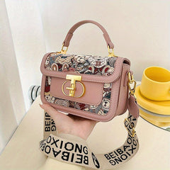 Bear Embroidery Square Handbag Crossbody Bag Vintage Flap Purse Women