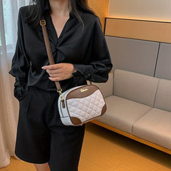 Argyle Quilted Crossbody Bag Contrast Shoulder Bag Pocket Purse