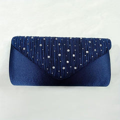 Rhinestone Ruched Evening Bag Women's Clutch Purse For Prom Party