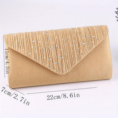 Rhinestone Ruched Evening Bag Women's Clutch Purse For Prom Party