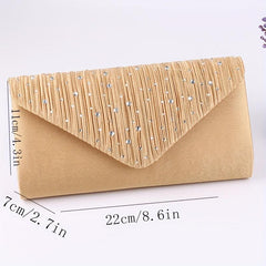 Rhinestone Ruched Evening Bag Women's Clutch Purse For Prom Party