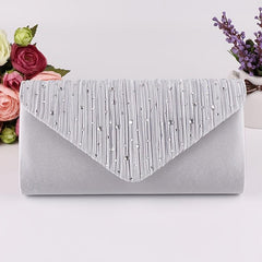 Rhinestone Ruched Evening Bag Women's Clutch Purse For Prom Party