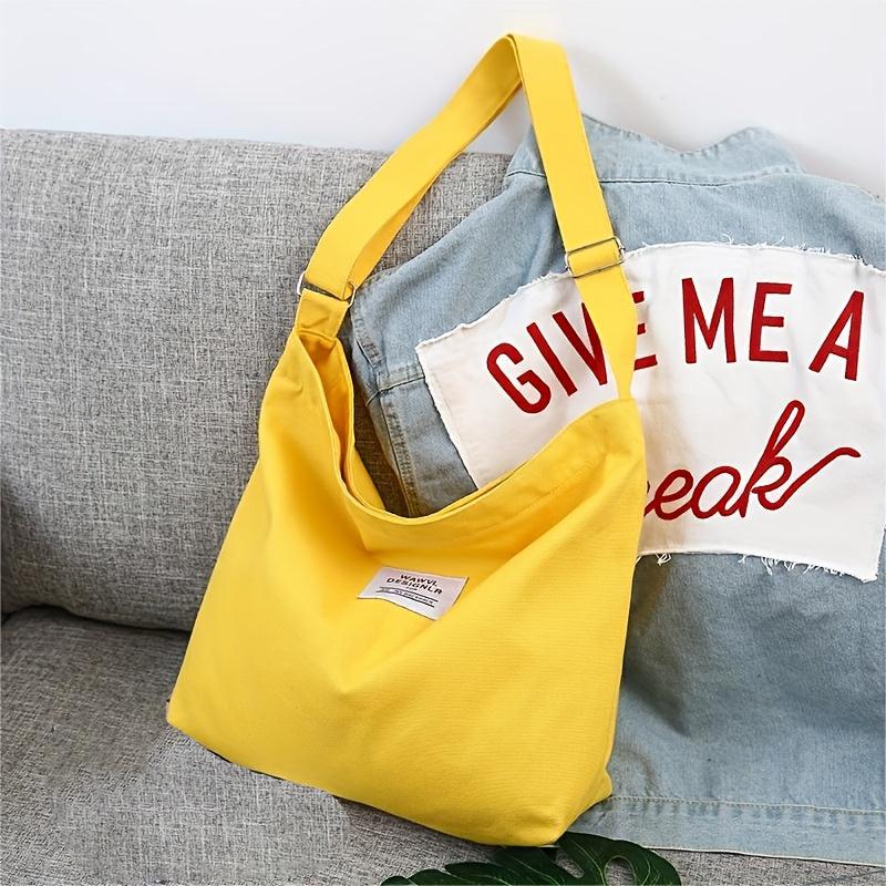Large Capacity Canvas Shoulder Bag Solid Handbag For School