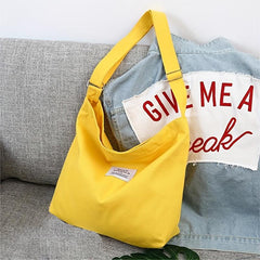Large Capacity Canvas Shoulder Bag Solid Handbag For School