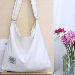 Large Capacity Canvas Shoulder Bag Solid Handbag For School