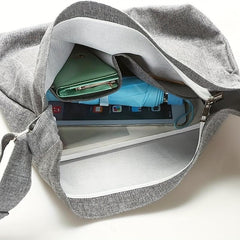 Large Capacity Canvas Shoulder Bag Solid Handbag For School