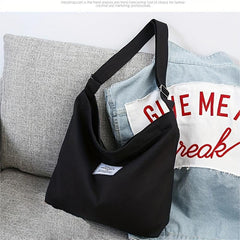 Large Capacity Canvas Shoulder Bag Solid Handbag For School