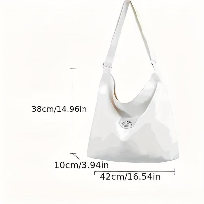 Large Capacity Canvas Shoulder Bag Solid Handbag For School