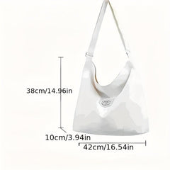 Large Capacity Canvas Shoulder Bag Solid Handbag For School