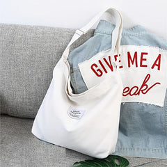 Large Capacity Canvas Shoulder Bag Solid Handbag For School