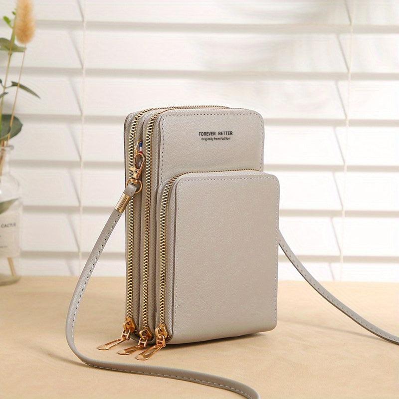 Mini Crossbody Bag Wallet Touch Screen Mobile Phone Bag Zipper Coin Purse