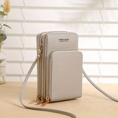 Mini Crossbody Bag Wallet Touch Screen Mobile Phone Bag Zipper Coin Purse