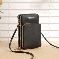 Mini Crossbody Bag Wallet Touch Screen Mobile Phone Bag Zipper Coin Purse