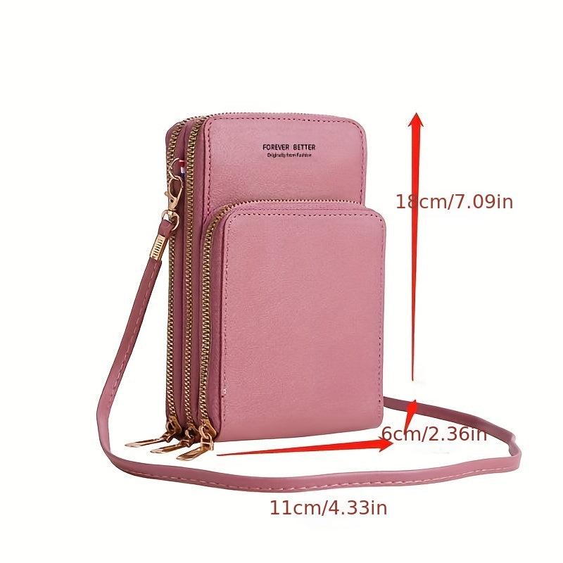 Mini Crossbody Bag Wallet Touch Screen Mobile Phone Bag Zipper Coin Purse