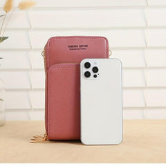 Mini Crossbody Bag Wallet Touch Screen Mobile Phone Bag Zipper Coin Purse